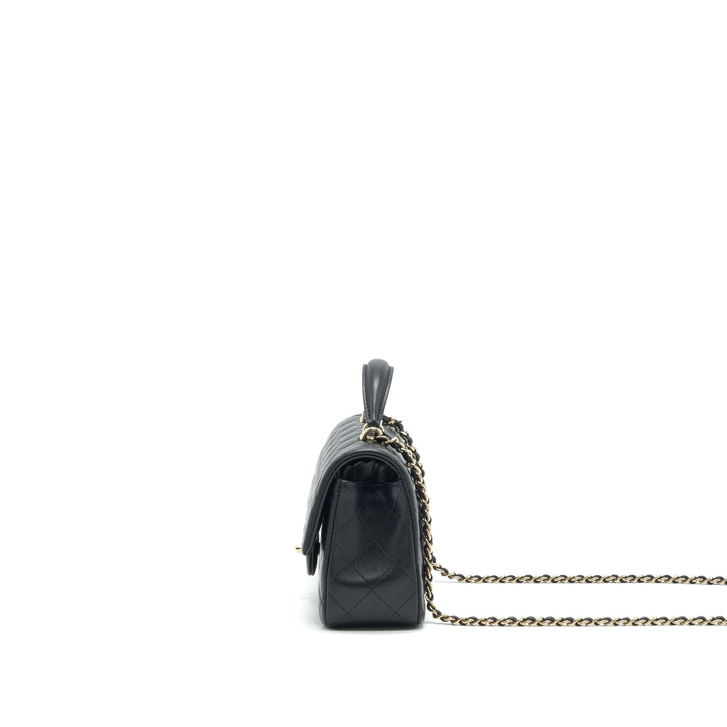 Chanel 21K Top Handle Mini Rectangular Flap Bag Black