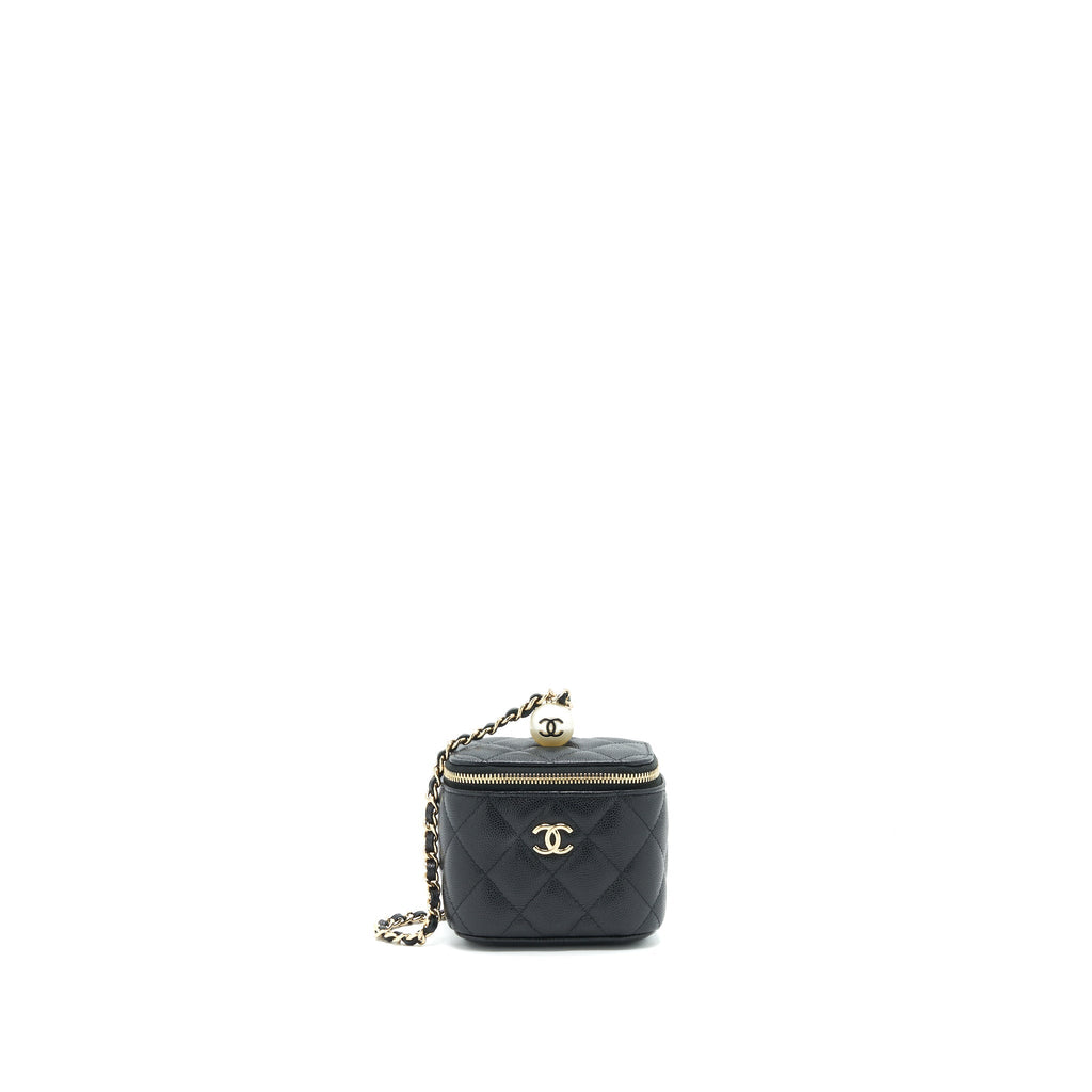 Chanel small Vanity Clutch with Chain with CC Pearl Caviar Black L