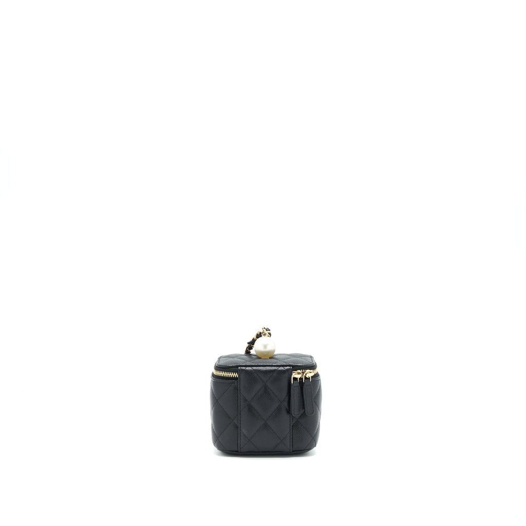 Chanel small Vanity Clutch with Chain with CC Pearl Caviar Black L