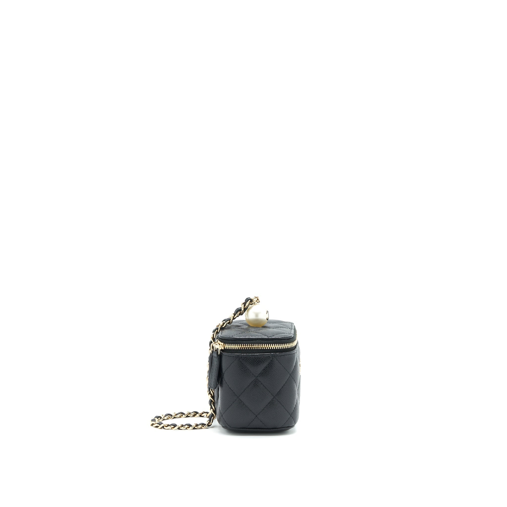 Chanel small Vanity Clutch with Chain with CC Pearl Caviar Black L