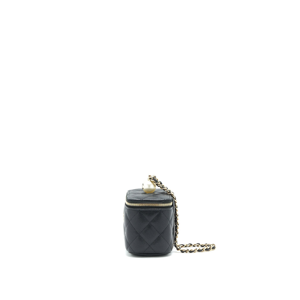Chanel small Vanity Clutch with Chain with CC Pearl Caviar Black L