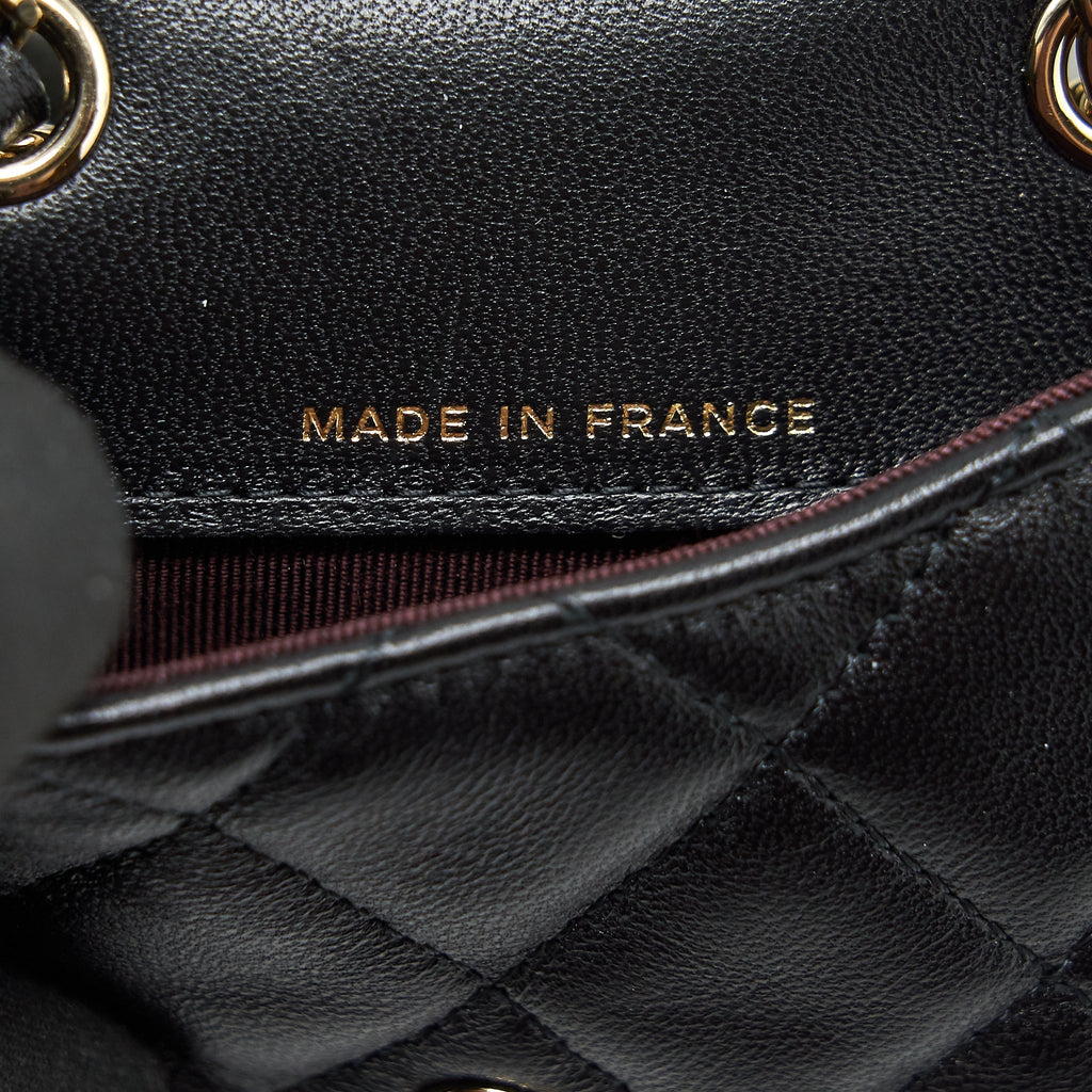 Chanel Flap  Holder Belt Bag With Chain Lambskin Black L