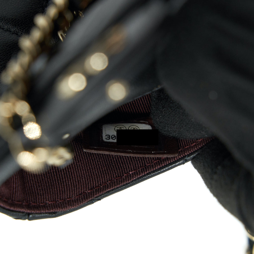 Chanel Flap  Holder Belt Bag With Chain Lambskin Black L