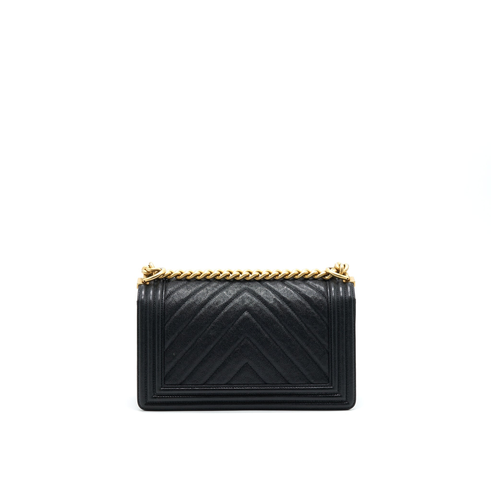 Chanel Chevron medium Boy Chanel Handbag Caviar Black