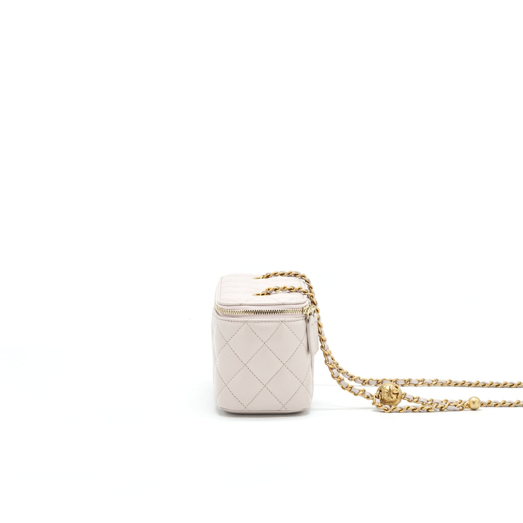 Chanel Pearl Crush Long Vanity On Chain Lambskin Light Purple
