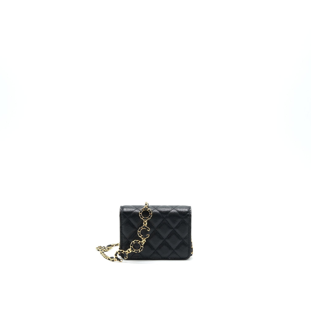 Chanel 21A Flap  Holder With Chain Black