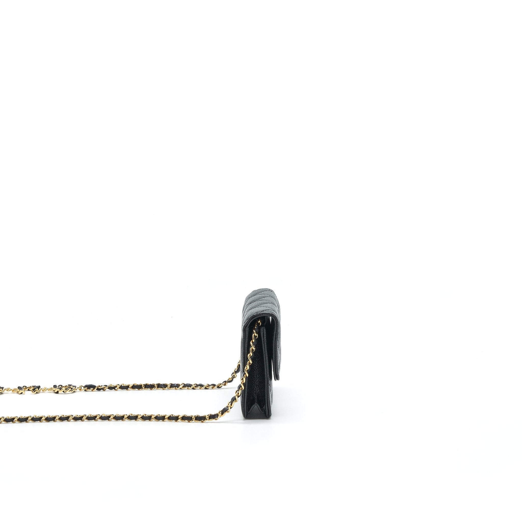 Chanel 21A Flap  Holder With Chain Black