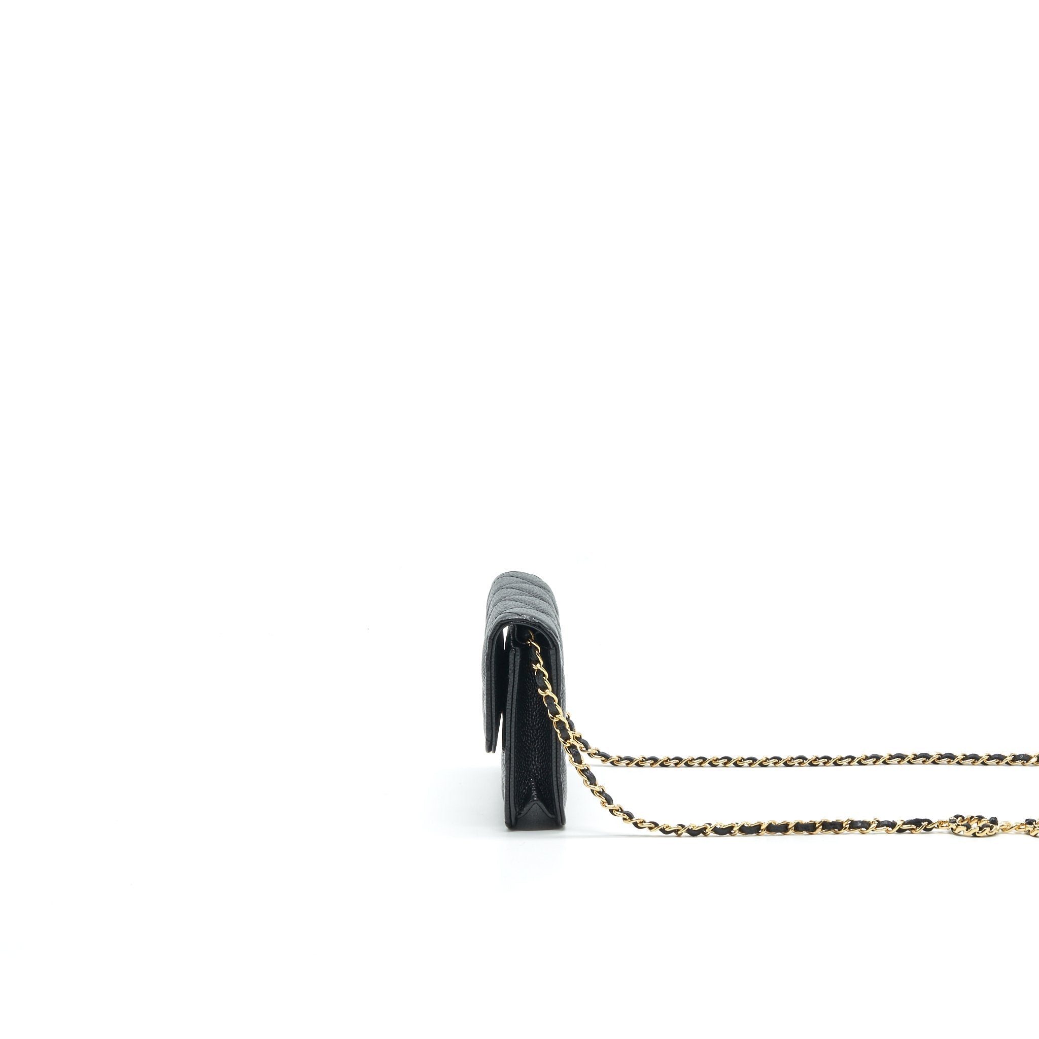Chanel 21A Flap  Holder With Chain Black