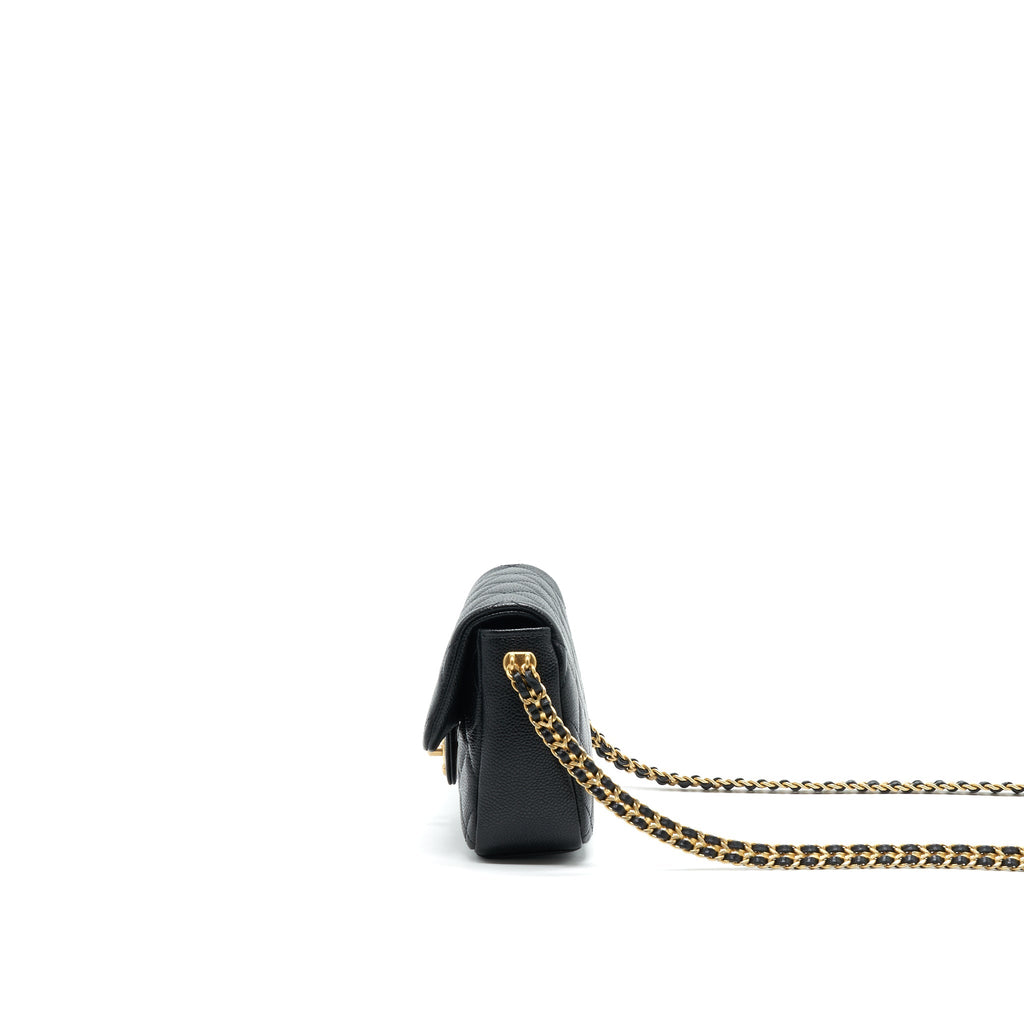 Chanel 21A Mini Square Flap Bag Caviar Black