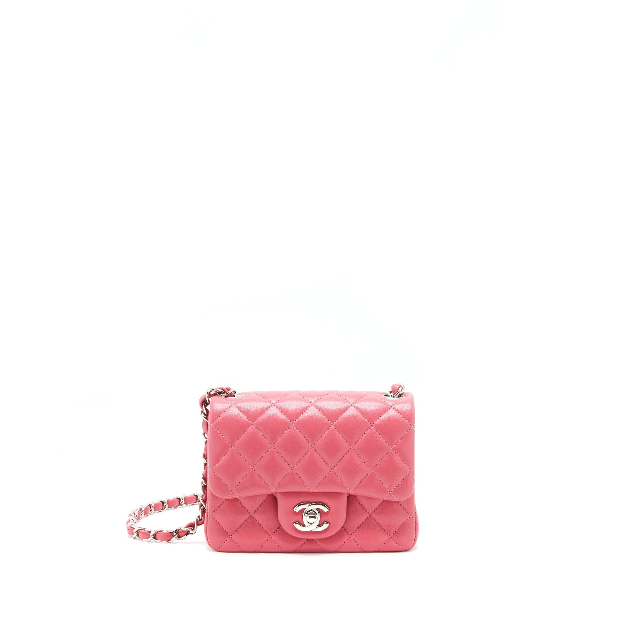 Chanel Mini Square Flap Bag Lambskin Pink