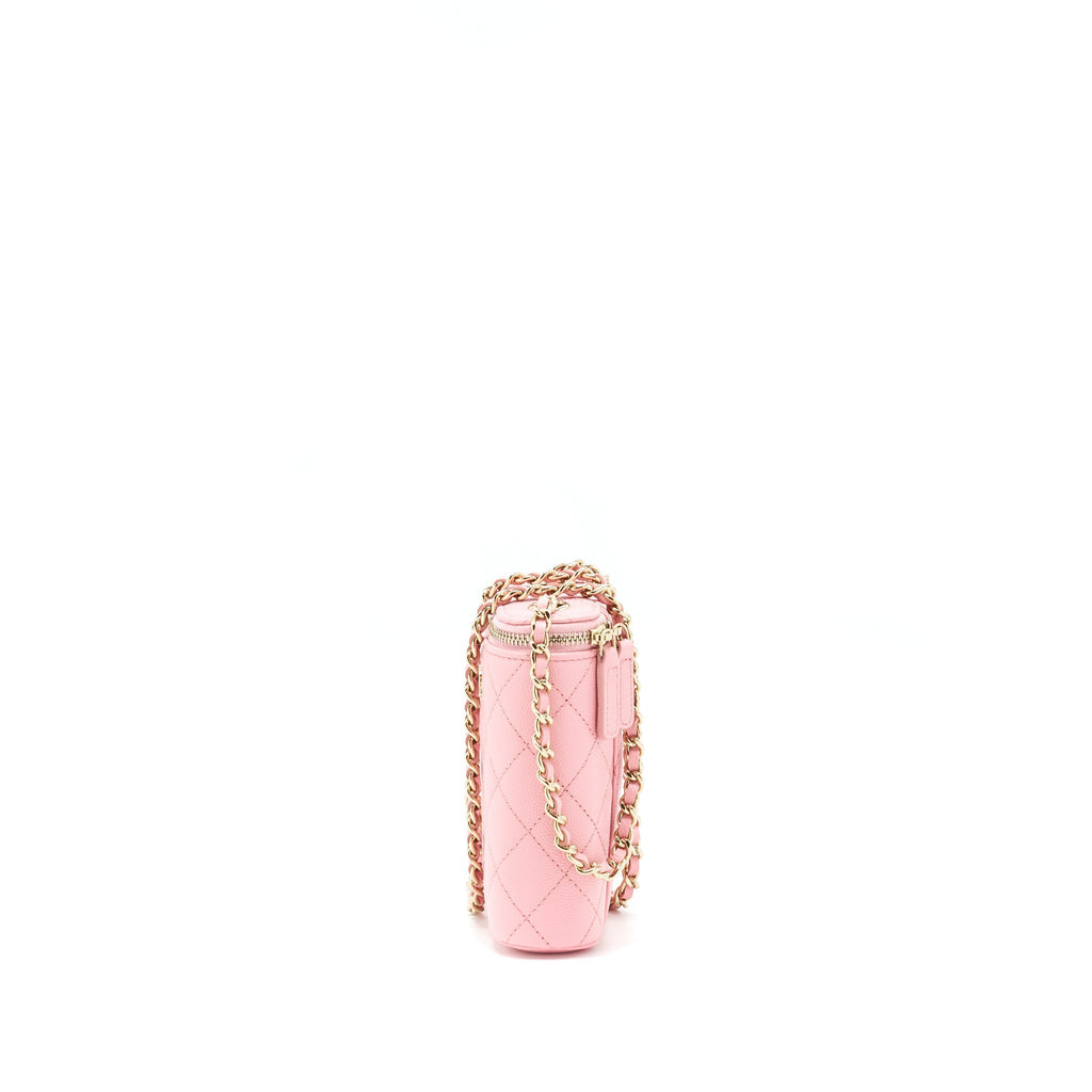 Chanel 22C Vertical Vanity On Chain Caviar Sakura Pink L