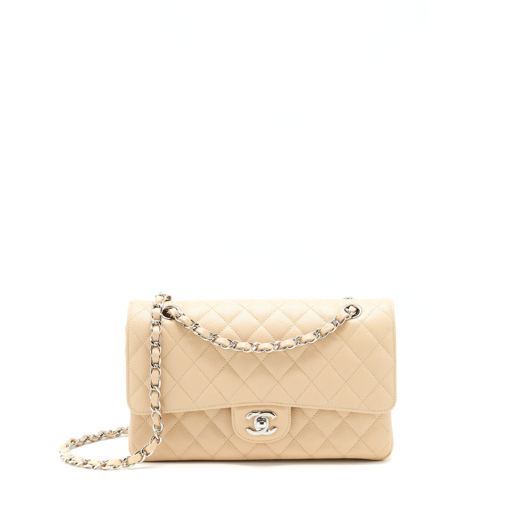 Chanel Medium Classic Double Flap Bag Caviar Beige