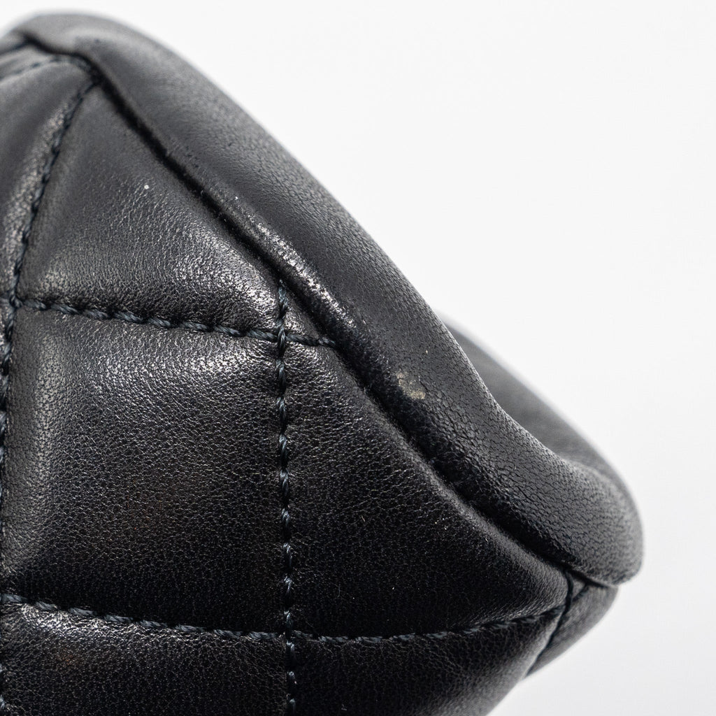 Chanel timeless kiss lock clutch evening bag lambskin Black