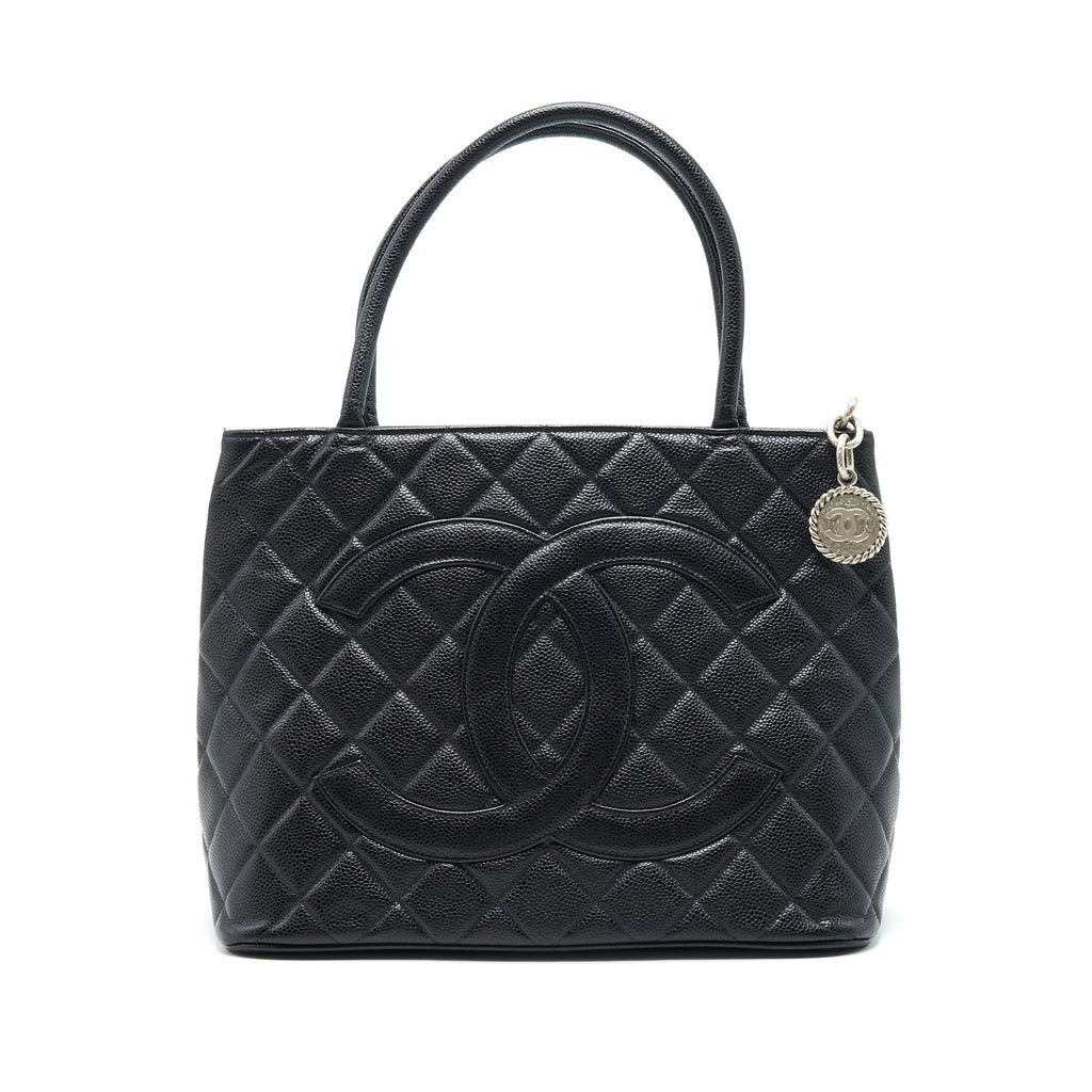 Chanel Vintag Medallion Tote Bag Caviar Black