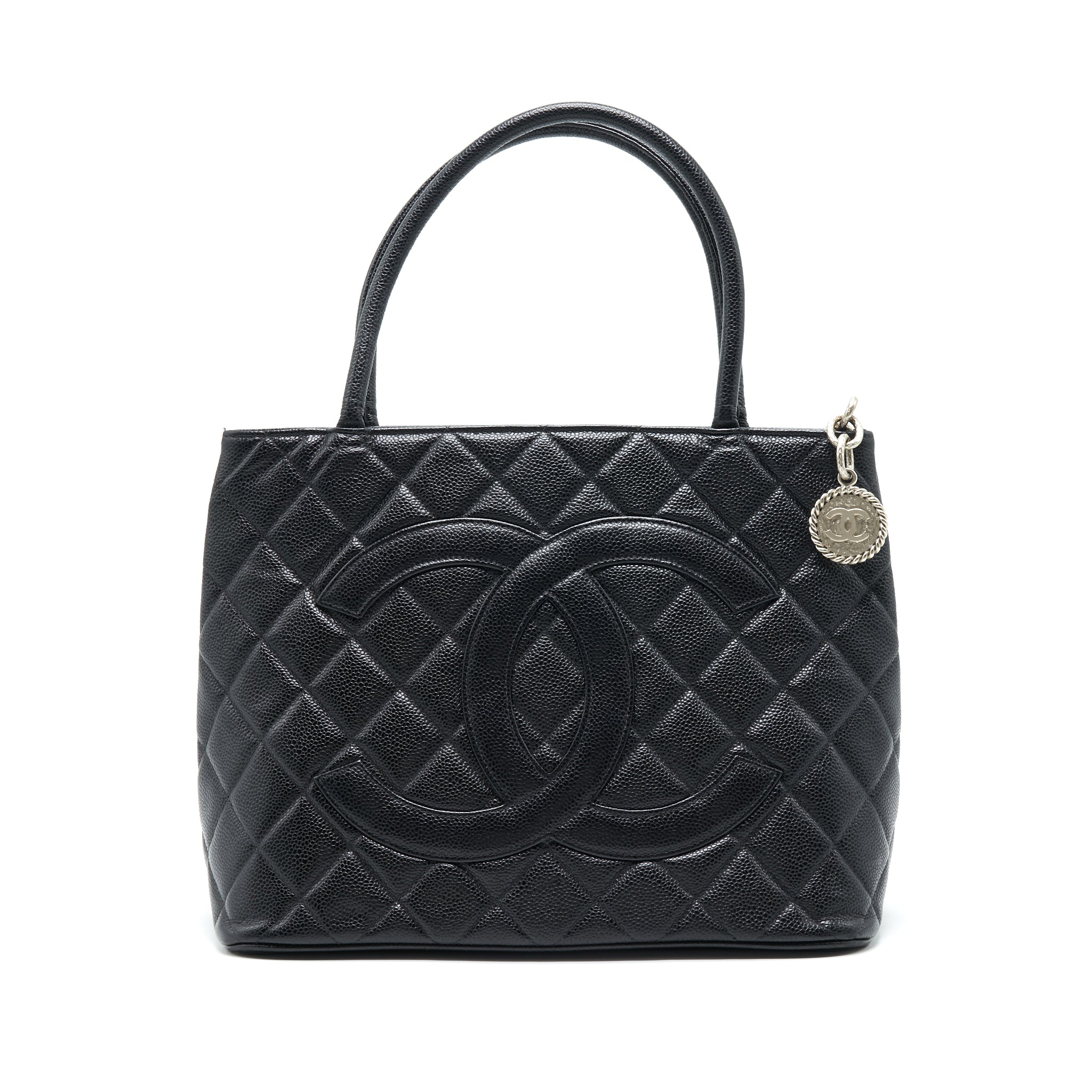 Chanel Vintag Medallion Tote Bag Caviar Black