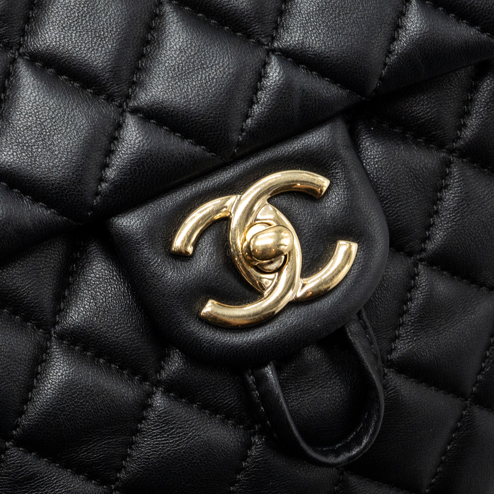 Chanel quilted flap backpack lambskin black