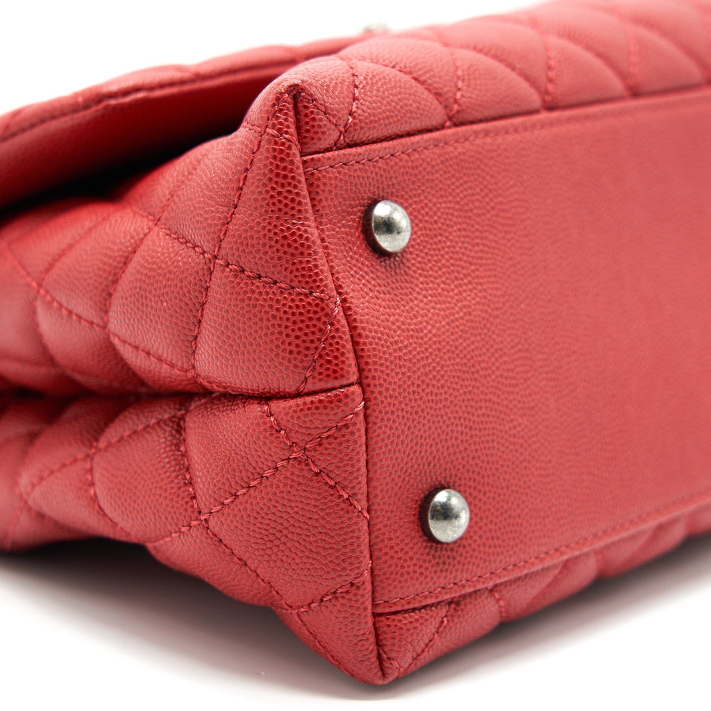 CHANEL COCO HANDLE SMALL FLAP BAG RED CALFSKIN R