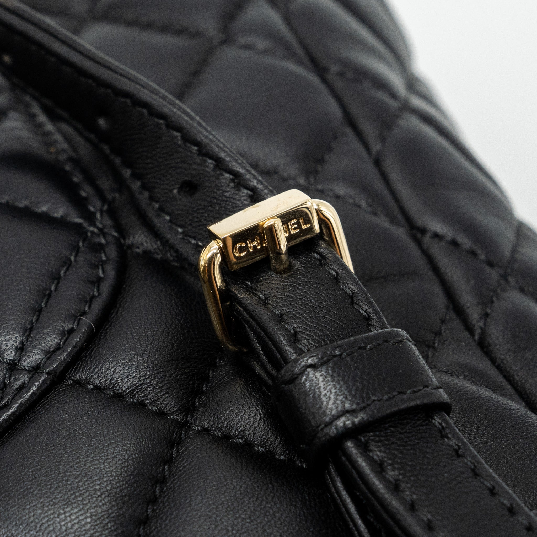 Chanel quilted flap backpack lambskin black