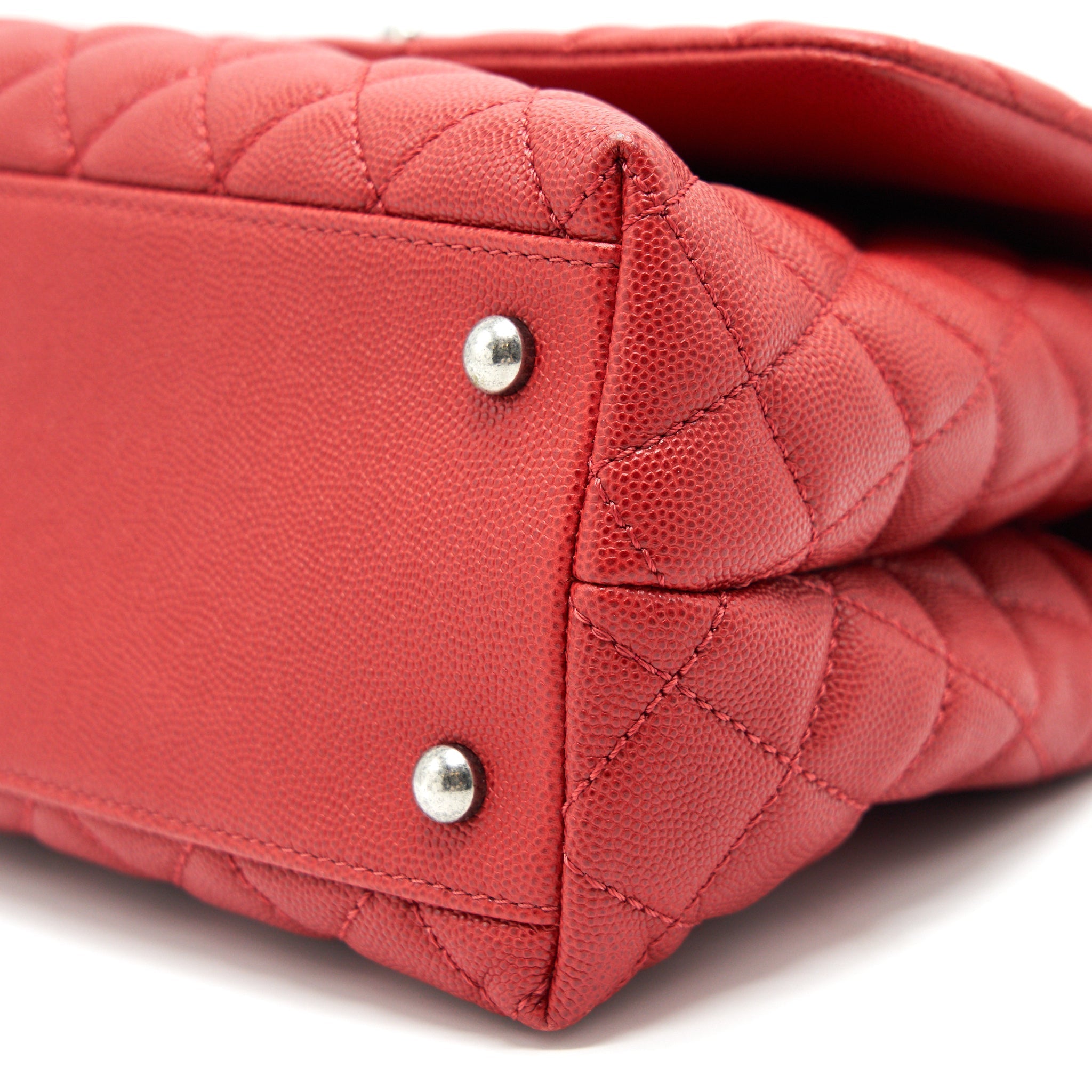 CHANEL COCO HANDLE SMALL FLAP BAG RED CALFSKIN R