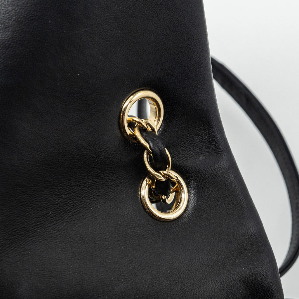 Chanel quilted flap backpack lambskin black