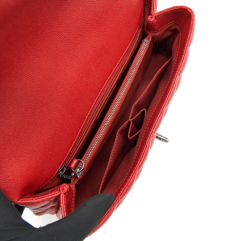 CHANEL COCO HANDLE SMALL FLAP BAG RED CALFSKIN R