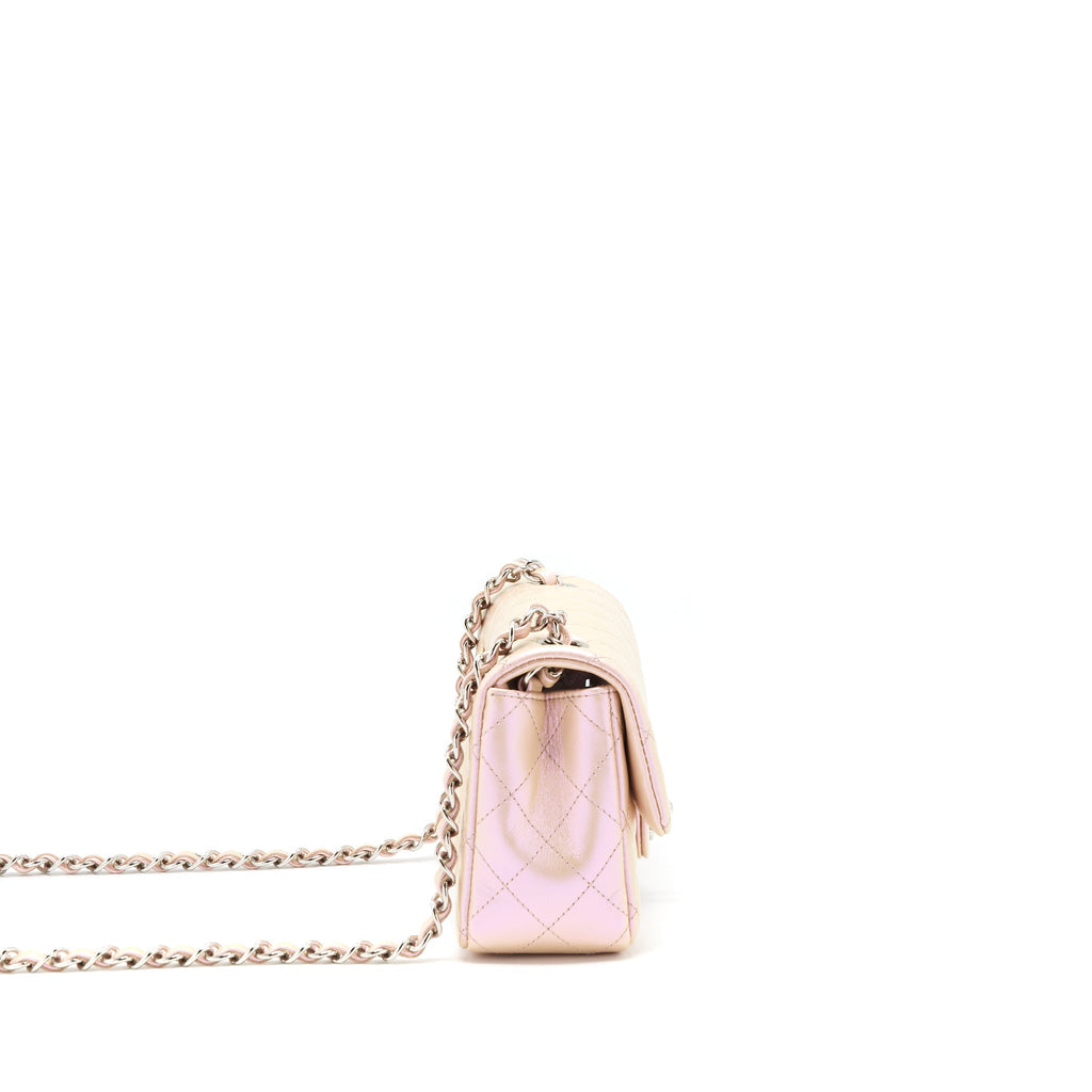 Chanel 21k Iridescent Mini Rectangular Calfskin Pink