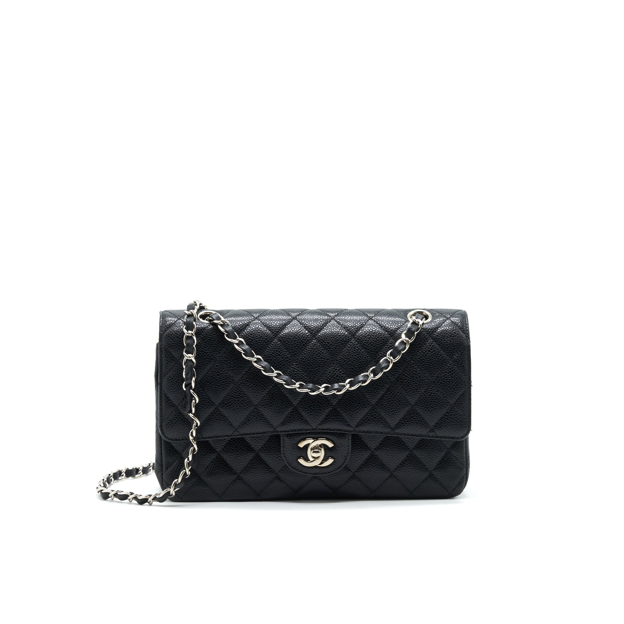 Chanel Medium Classic Double Flap Caviar Black  serial 12