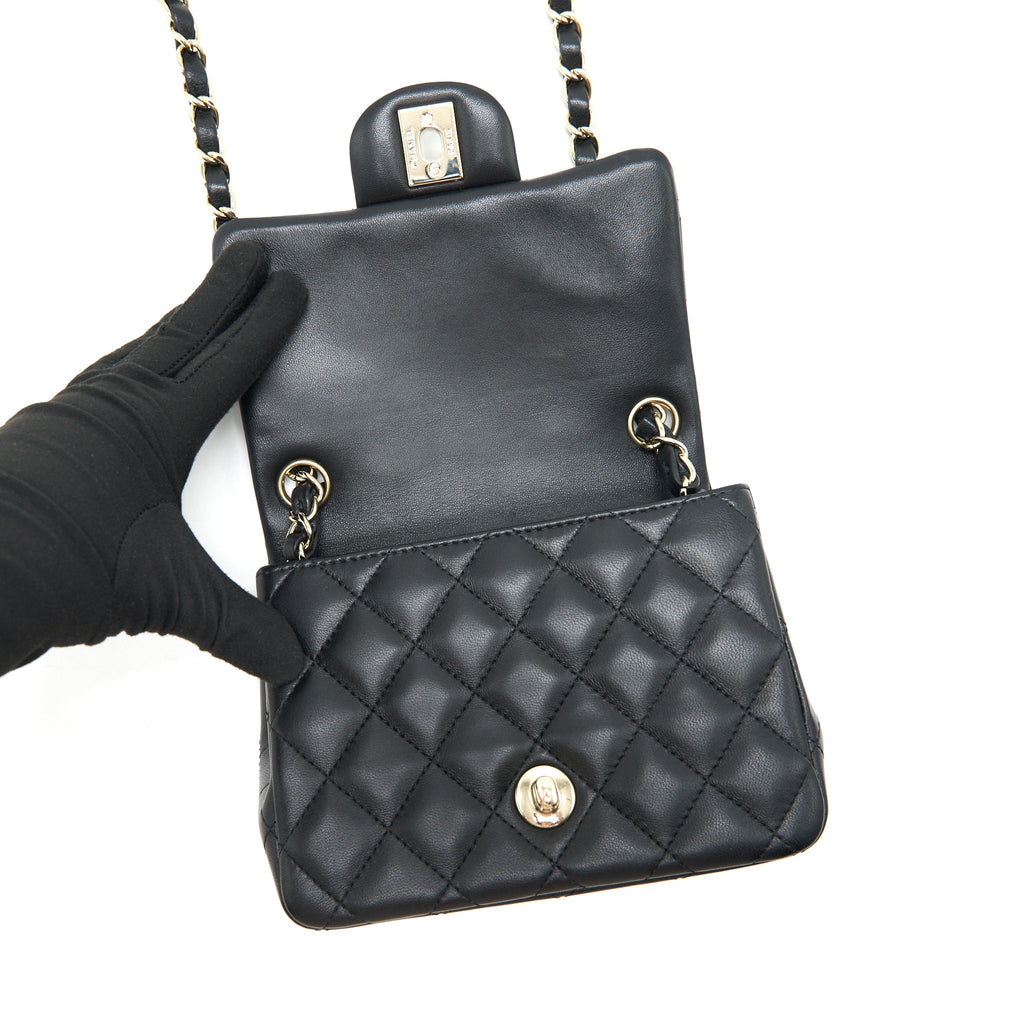Chanel Mini Square Lambskin Black L serial 29