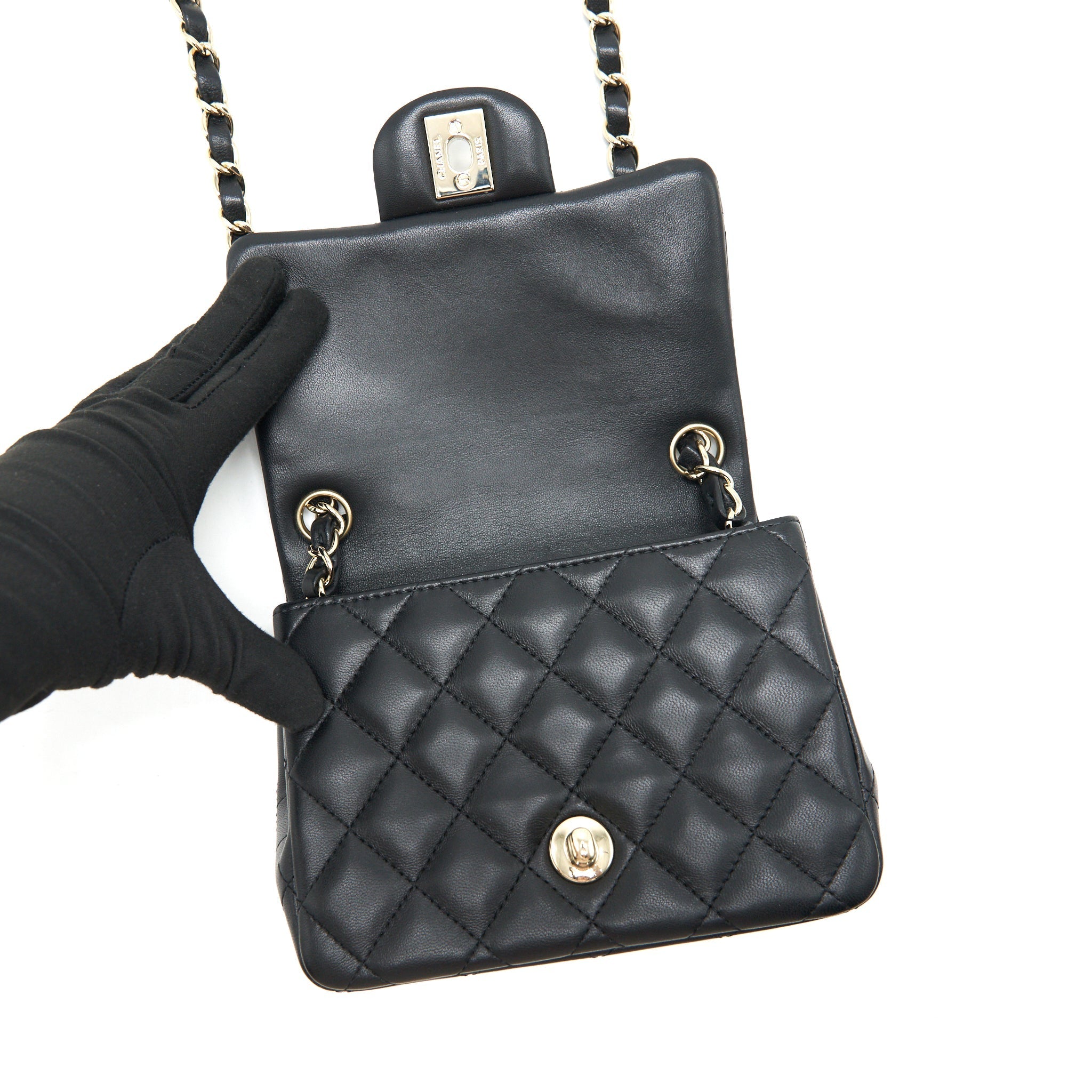 Chanel Mini Square Lambskin Black L serial 29