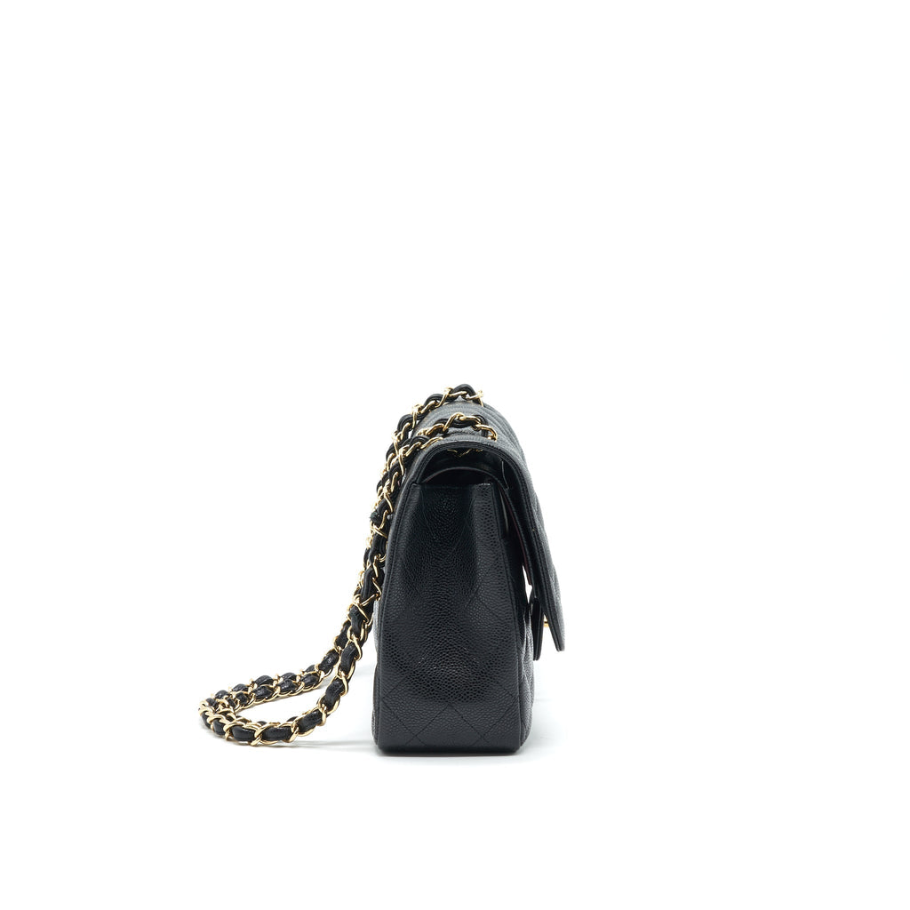 CHANEL JUMBO CLASSIC DOUBLE FLAP IN CAVIAR BLACK
