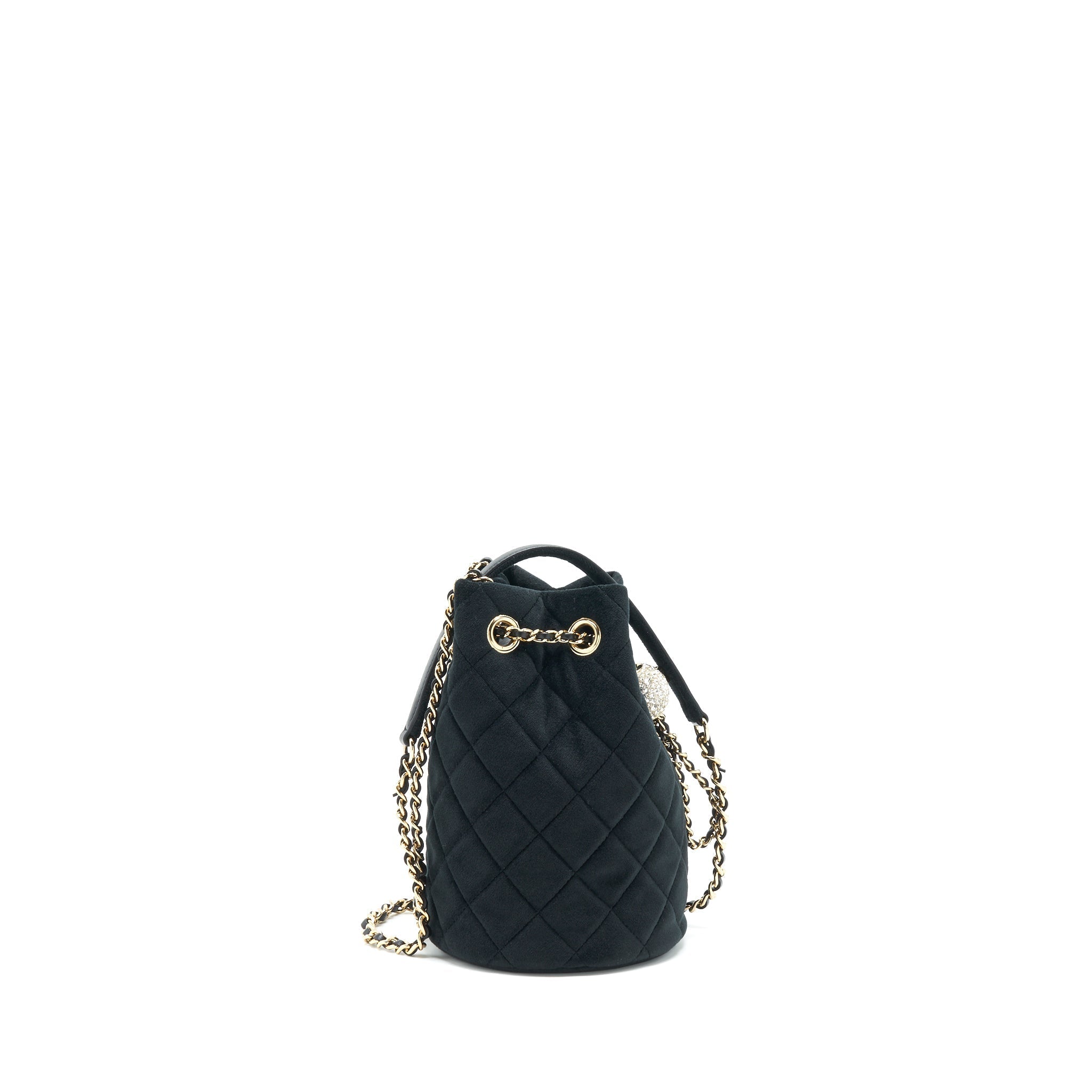 Chanel Pearl Crush On Chain Mini Bucket Velvet Black L