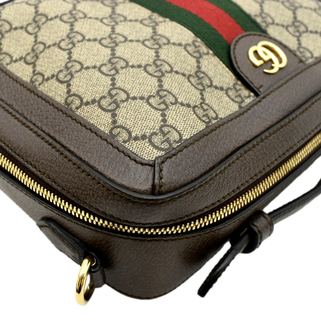 GUCCI Ophidia Web Small GG Supreme Canvas Shoulder Bag Beige 550622