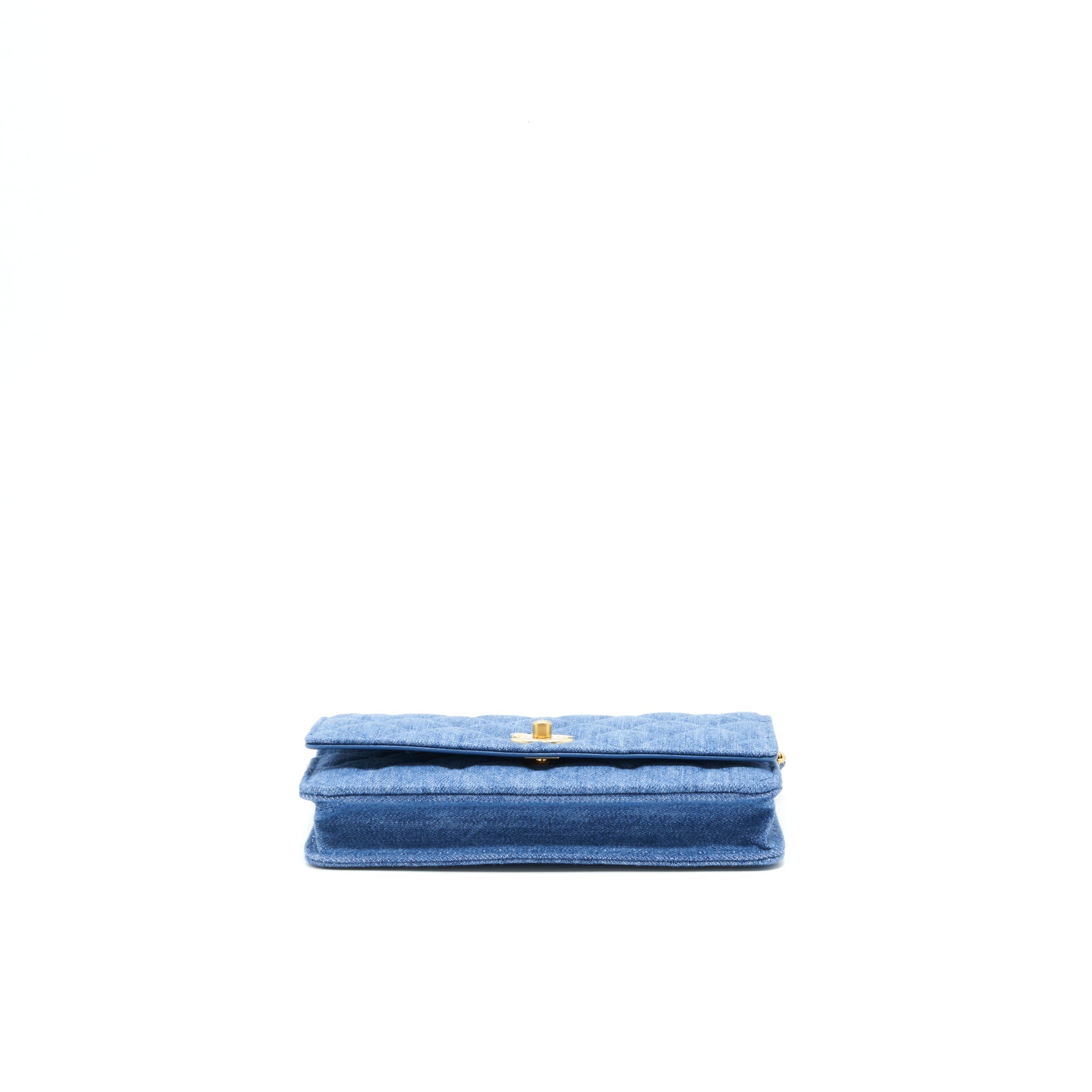 Chanel 22C Pearl Crush Wallet On Chain Denim
