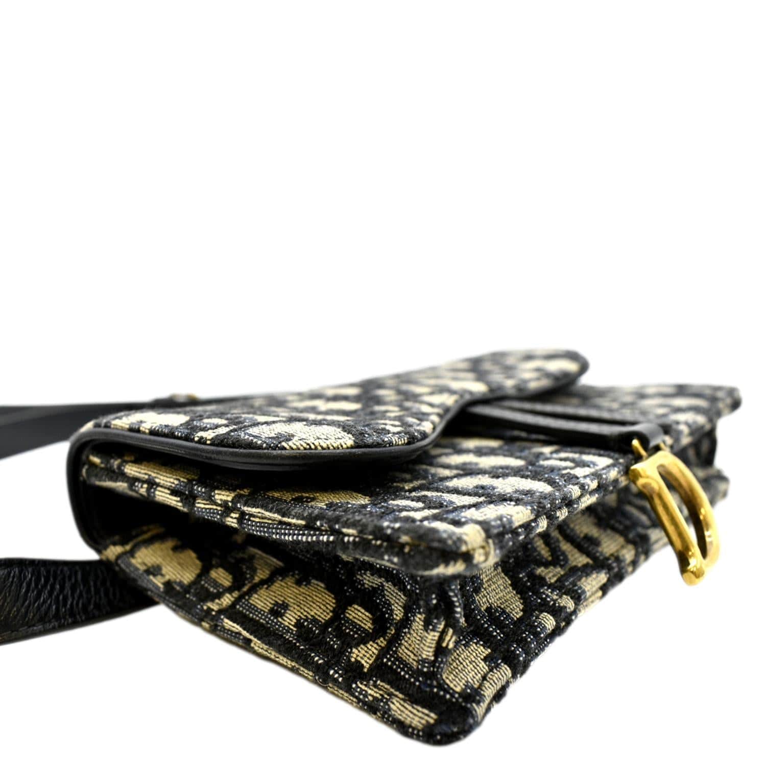 CHRISTIAN DIOR Saddle Oblique Canvas Belt Bag Navy Blue