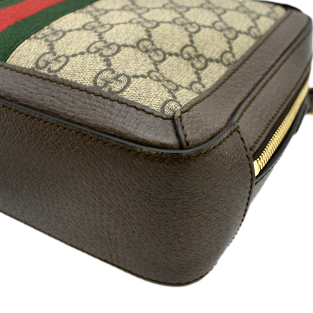 GUCCI Ophidia Web Small GG Supreme Canvas Shoulder Bag Beige 550622