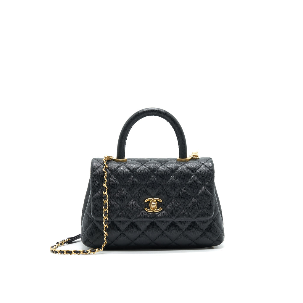 Chanel Mini Coco Handle Flap Caviar in Black