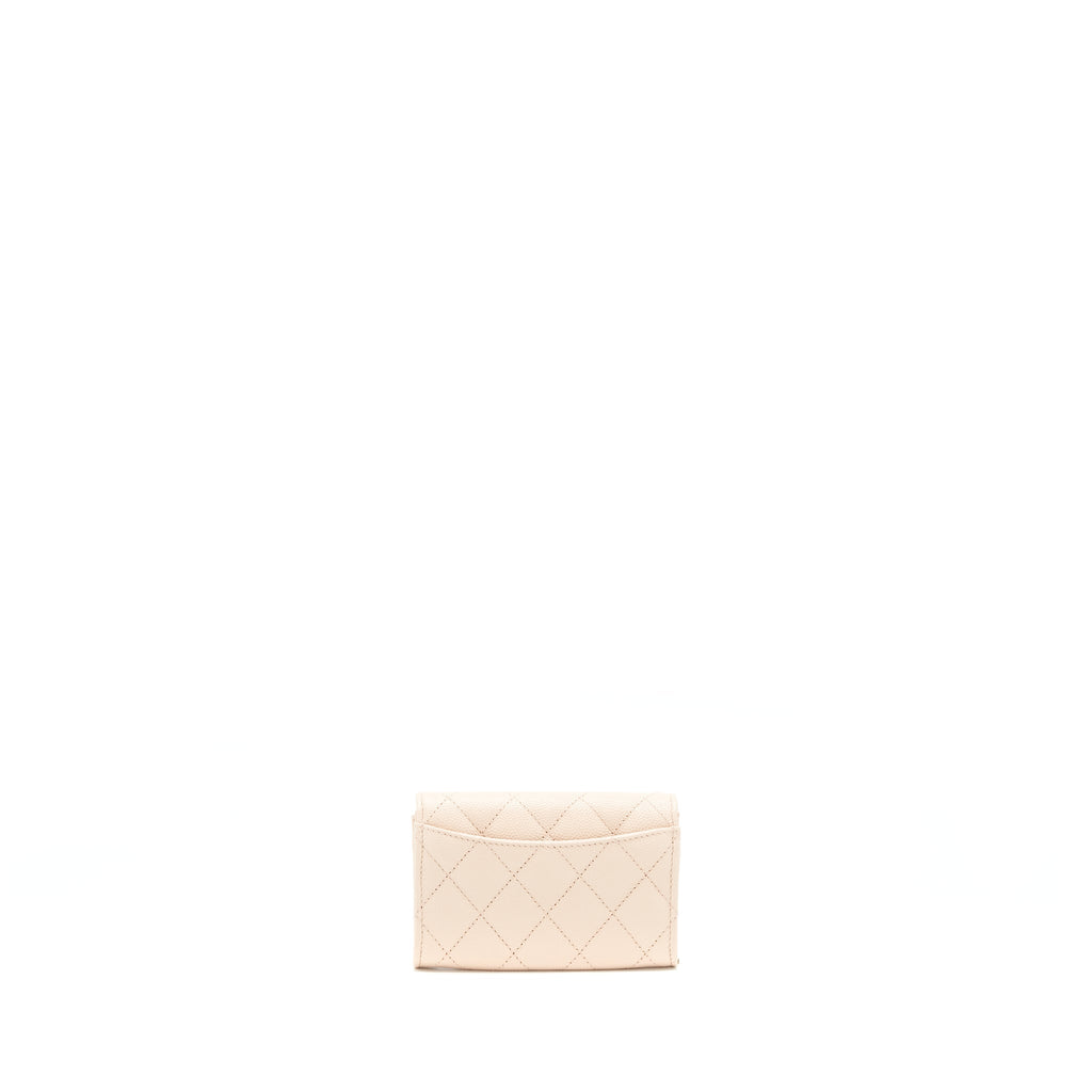 Chanel 22C Flap holder Caviar Light Beige L