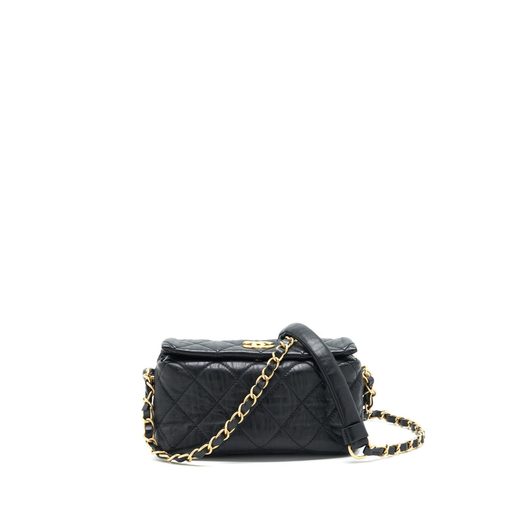 Chanel Small CC Wrapped Strap Bag Lambskin Black In Crumpled
