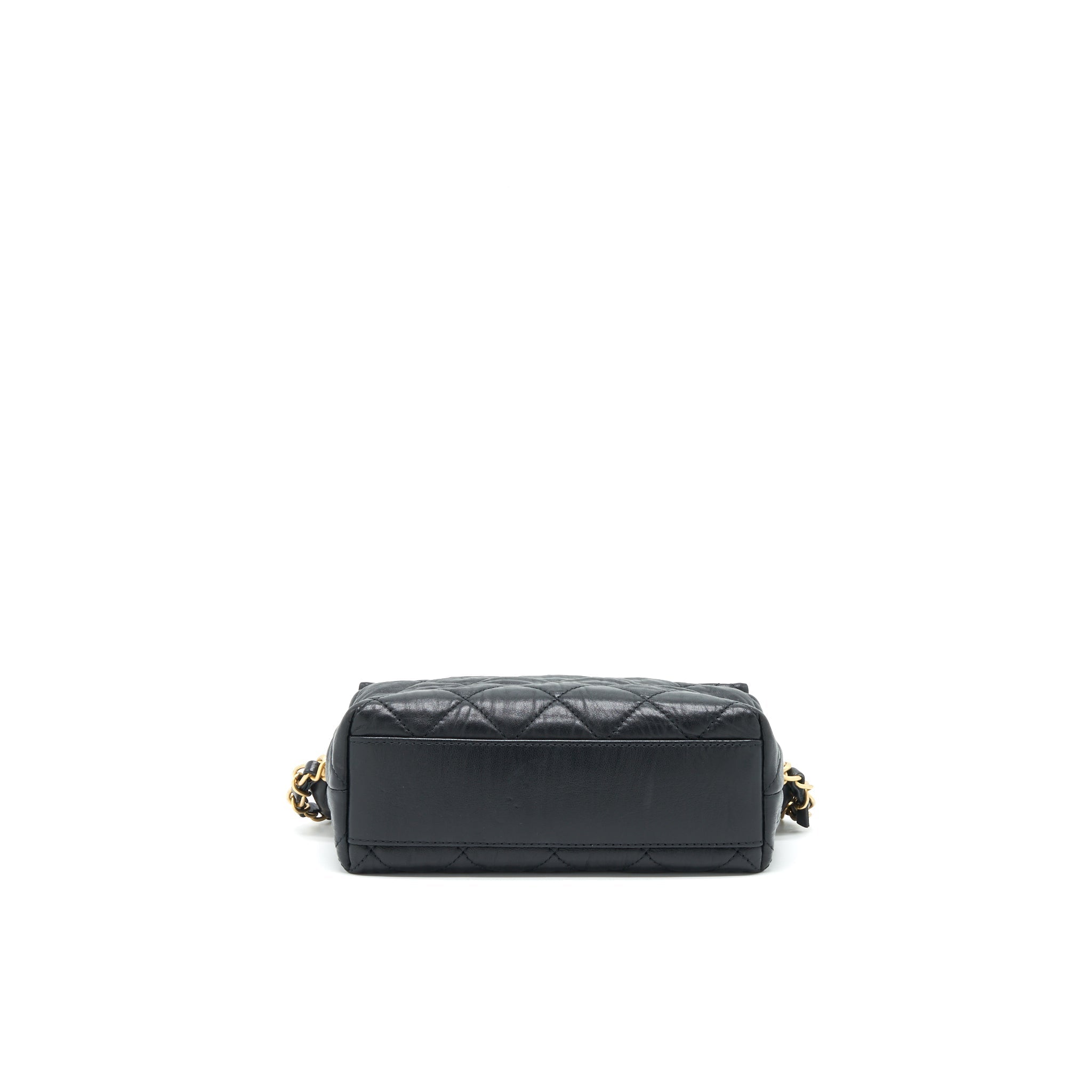Chanel Small CC Wrapped Strap Bag Lambskin Black In Crumpled