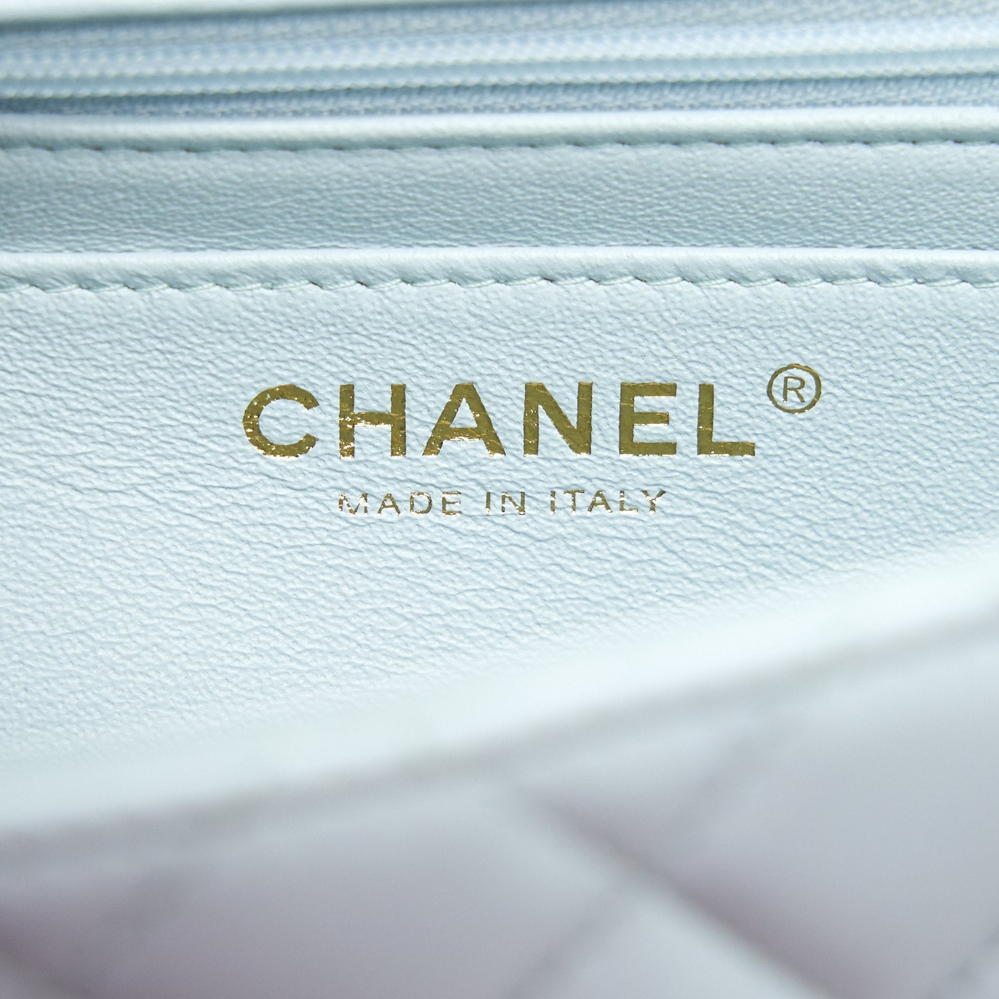 Chanel 21K Mini Top Handle Rectangular Flap Bag Pastel Blue L
