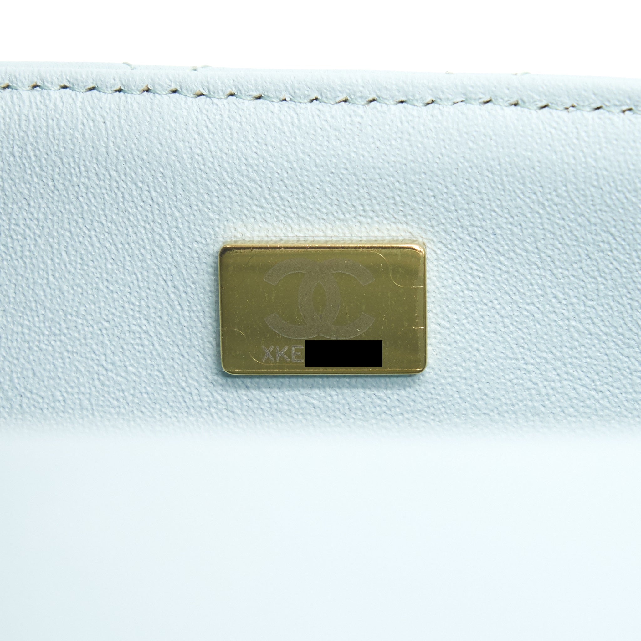 Chanel 21K Mini Top Handle Rectangular Flap Bag Pastel Blue L