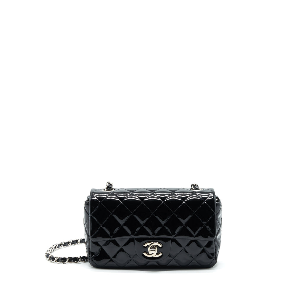 Chanel Mini Rectangular Flap Bag Patent Leather Black
