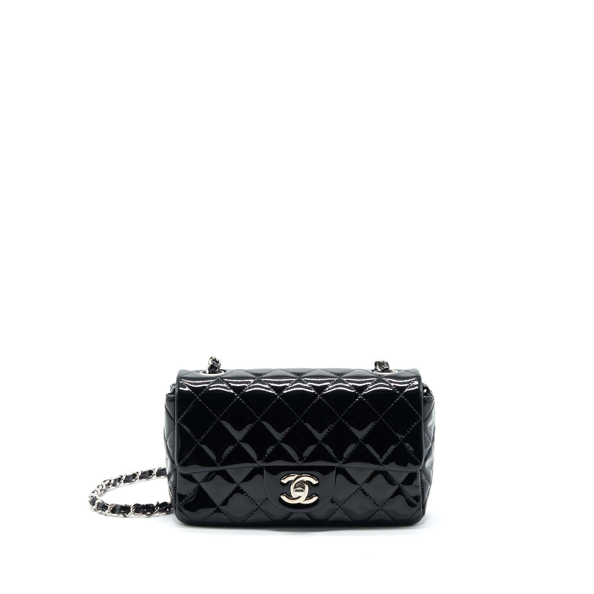 Chanel Mini Rectangular Flap Bag Patent Leather Black