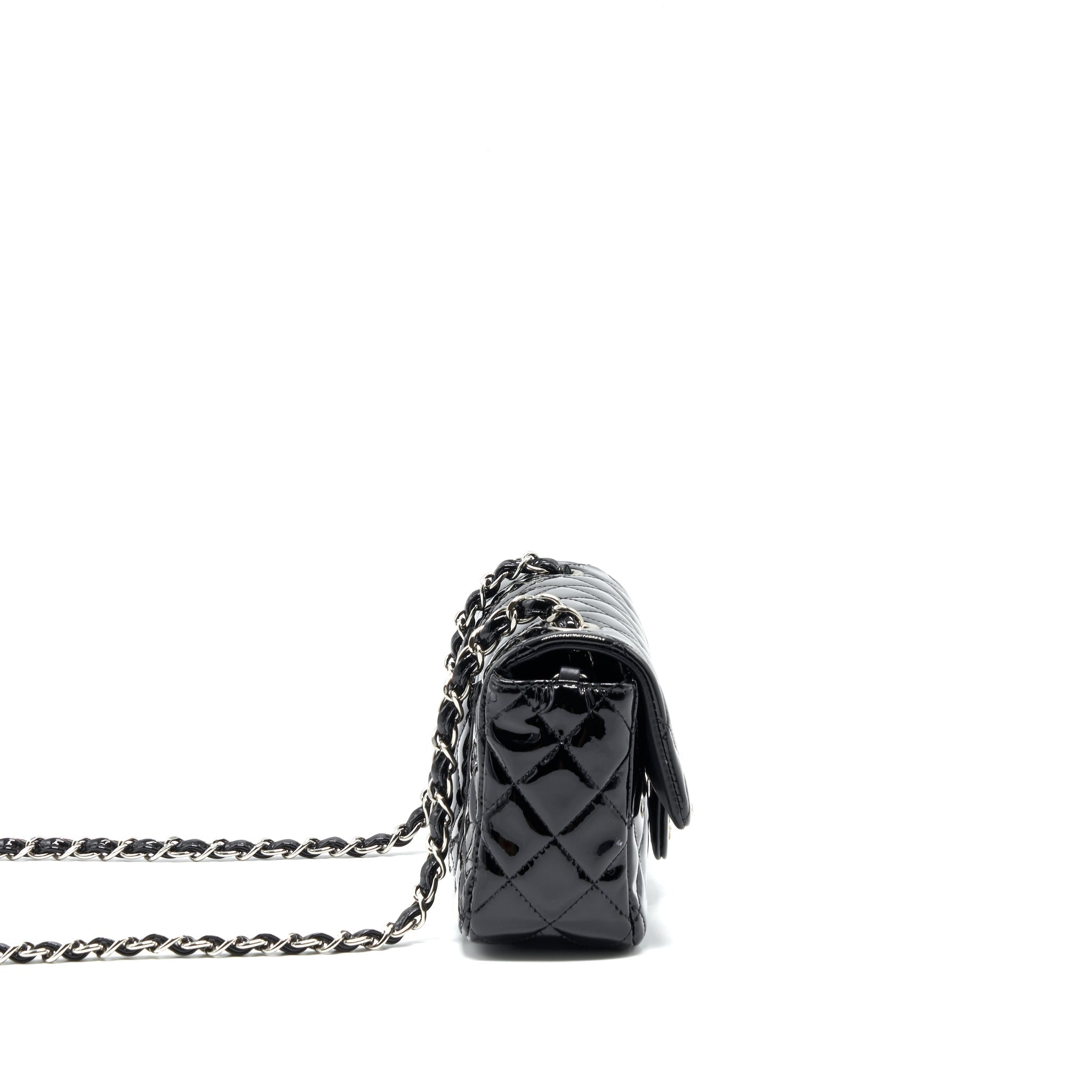 Chanel Mini Rectangular Flap Bag Patent Leather Black