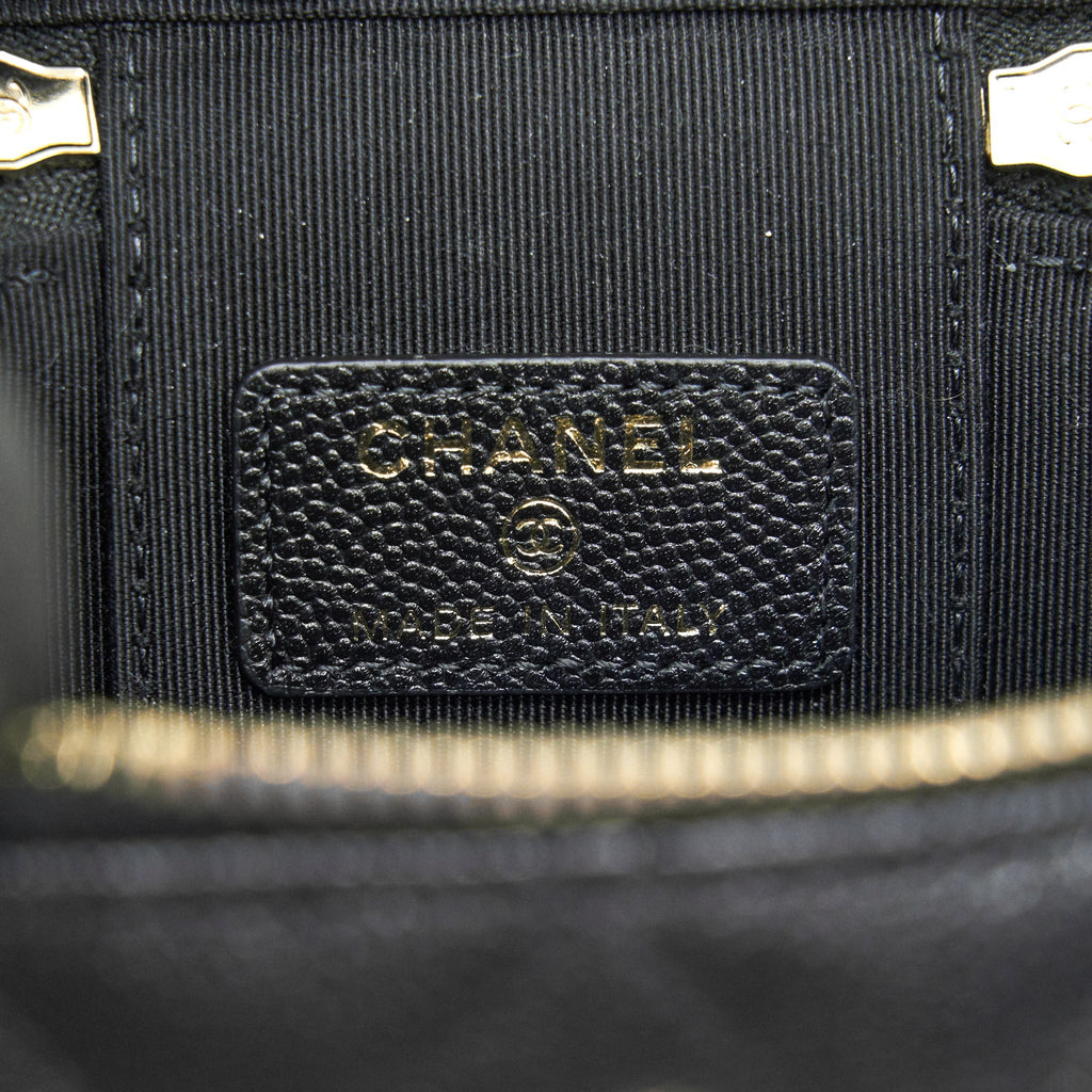 Chanel small Vanity Clutch with Chain with CC Pearl Caviar Black L