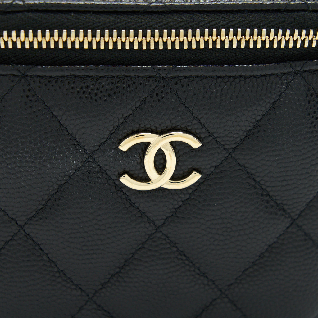 Chanel small Vanity Clutch with Chain with CC Pearl Caviar Black L