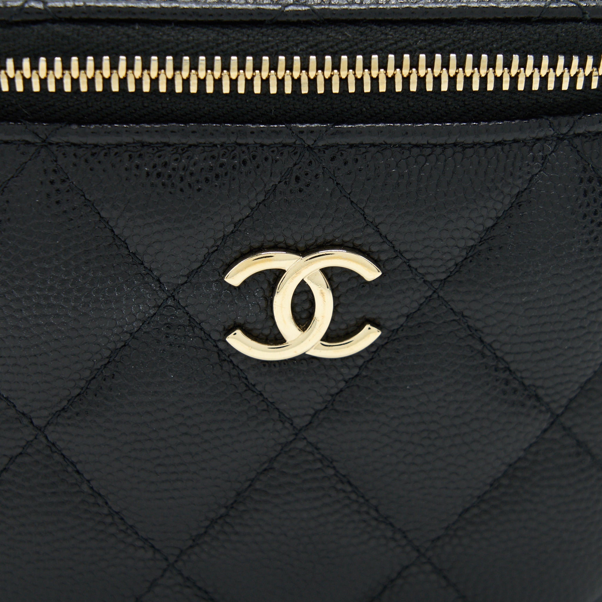 Chanel small Vanity Clutch with Chain with CC Pearl Caviar Black L