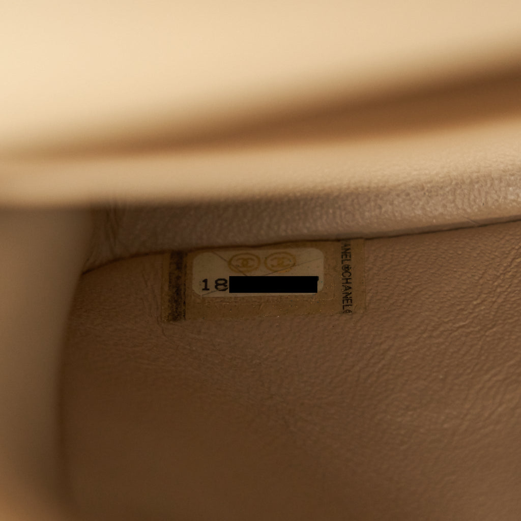 CHANEL MEDIUM CLASSIC DOUBLE FLAP LAMBSKIN BEIGE WITH