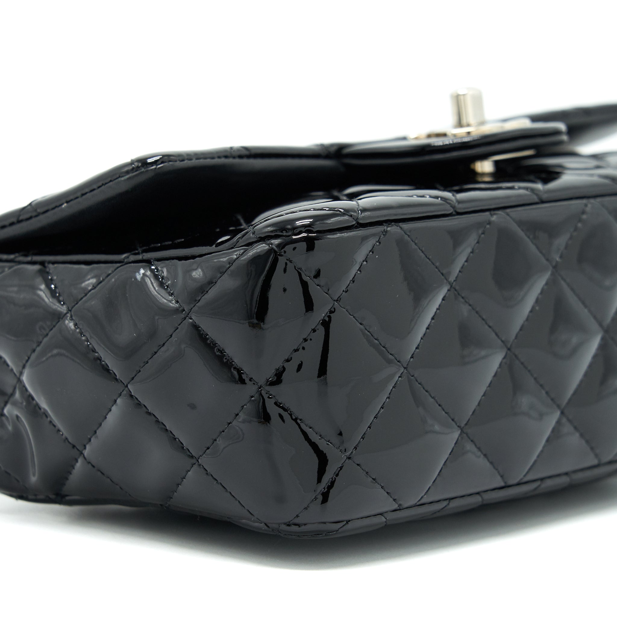 Chanel Mini Rectangular Flap Bag Patent Leather Black