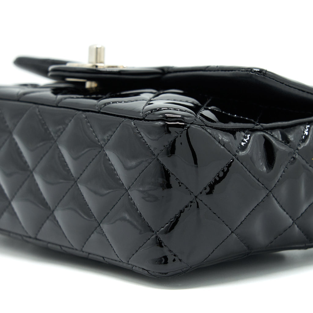 Chanel Mini Rectangular Flap Bag Patent Leather Black